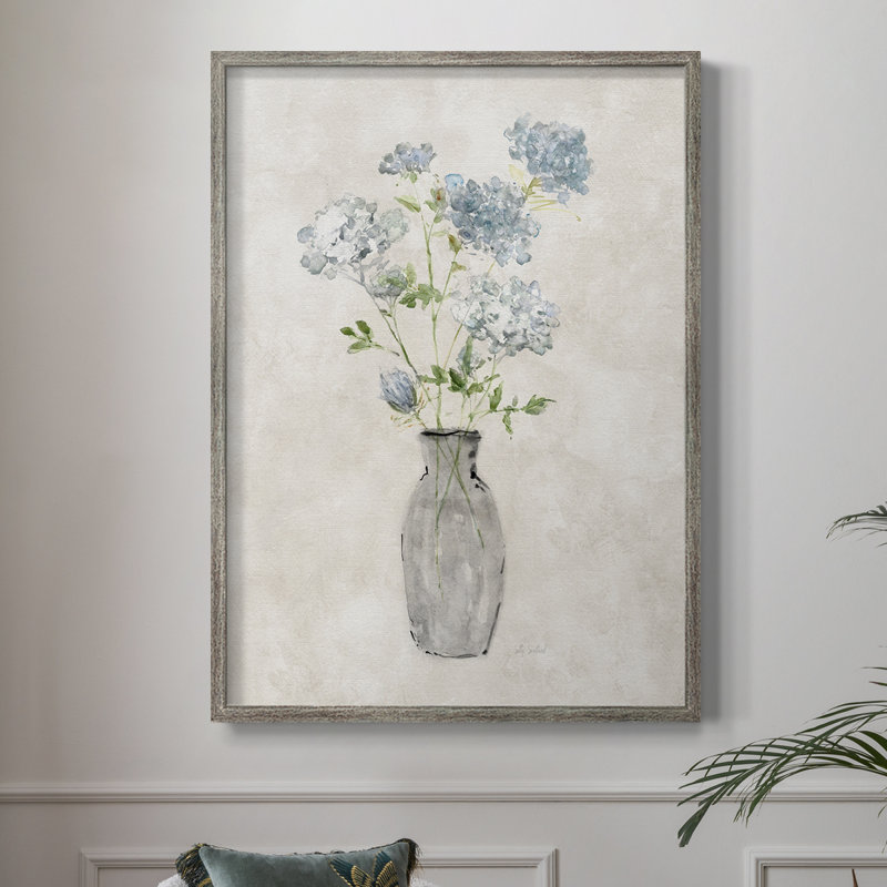 «Blue Lace Bouquet I», reproduction encadrée - bois massif 49065, H 11 po x l 9 po