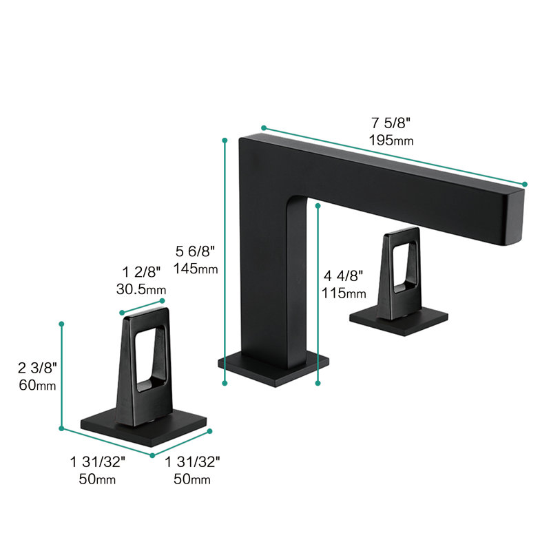 Widespread 2-handle Bathroom Faucet with Drain Assembly, Matte Black