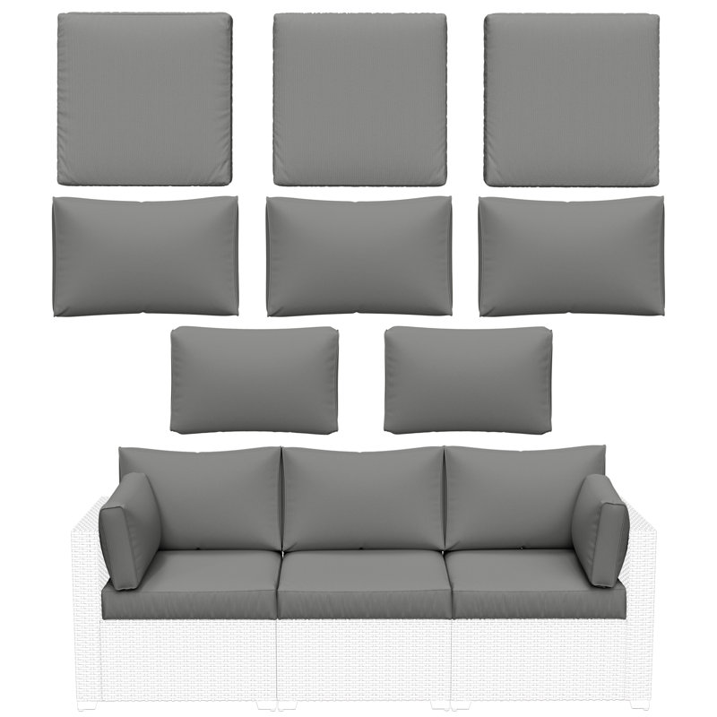 Ensemble de 8 coussins d'extérieur pour coussins 8 pièces, Gris clair
