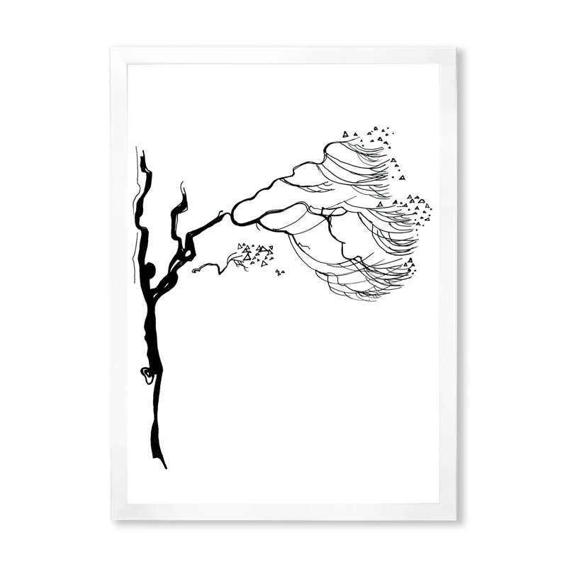 Graphiques en noir et blanc I - peinture sur toile, Cadre de coin blanc fermé, H 44 po x l 34 po x P 1,5 po