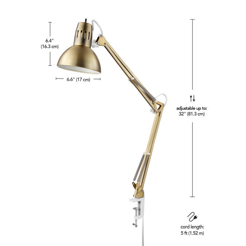 Shameca Metal Desk Lamp Lamp, Gold