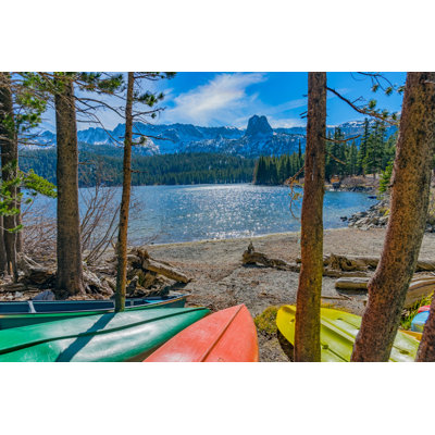 Canoes at Lake 1 Piece Wall Art on Canvas