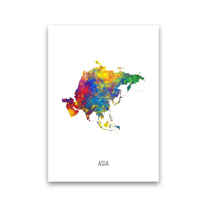 Asia Watercolour Map by Michael Tompsett - Print, Unframed, 84cm H x 60cm W x 1cm D