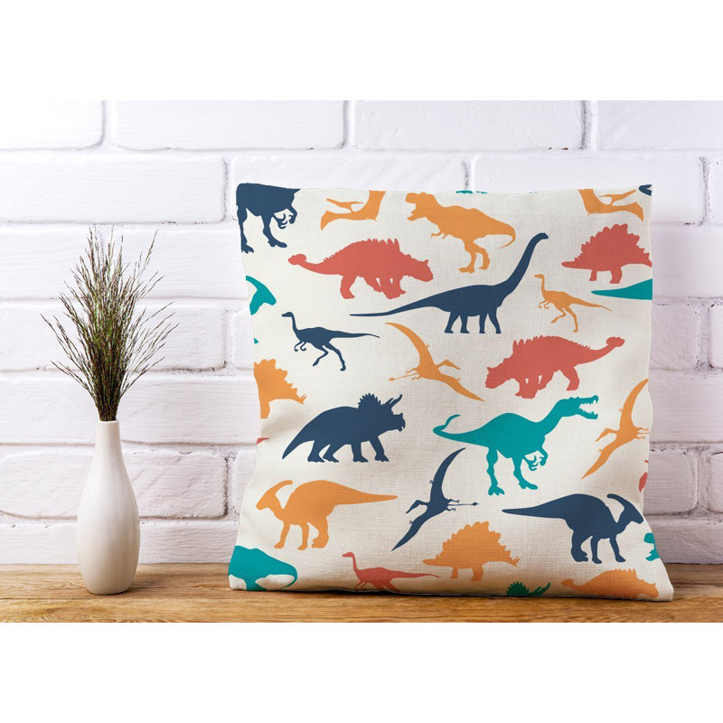 Patnaude MULTICOLOURED DINOSAURS Square Throw Cushion