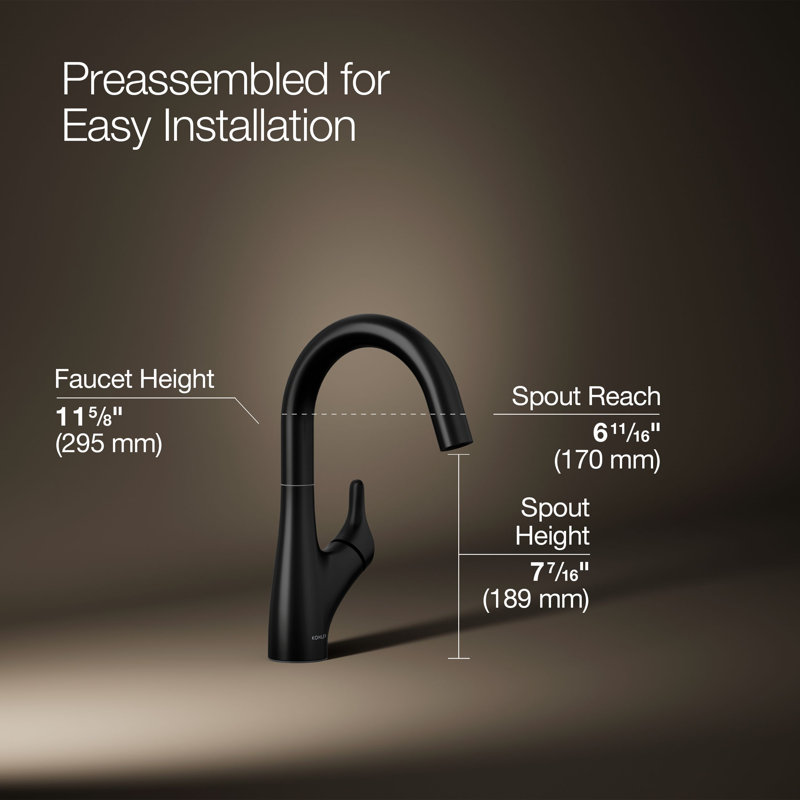 Rival Single-Handle Bar Sink Faucet, Matte Black
