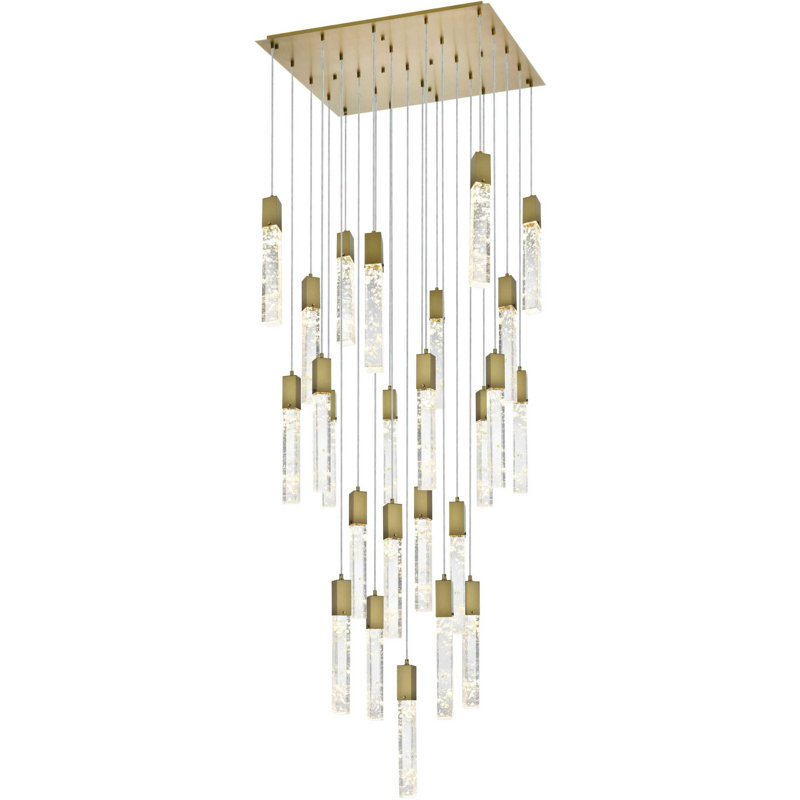  Lustre Aurora, 25, H 19 po x l 36 po x P 36 po, Or satiné et transparent