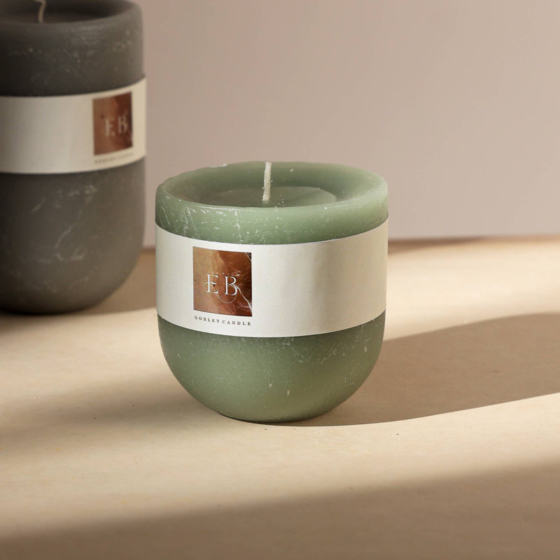 Bougie verte à pied | Pièce décorative en cire de 4 po x 4 po