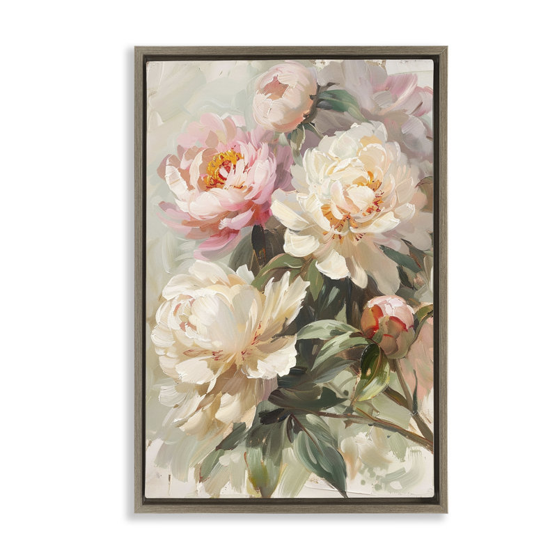  Toile flottante Spring Peony par LSR Design Studio, Cadre flottant orme Montalcino, H 25 po x l 17 po