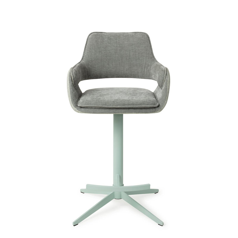 Natsuki Upholstered Counter Stool with Metal Frame, Grey, 65cm 