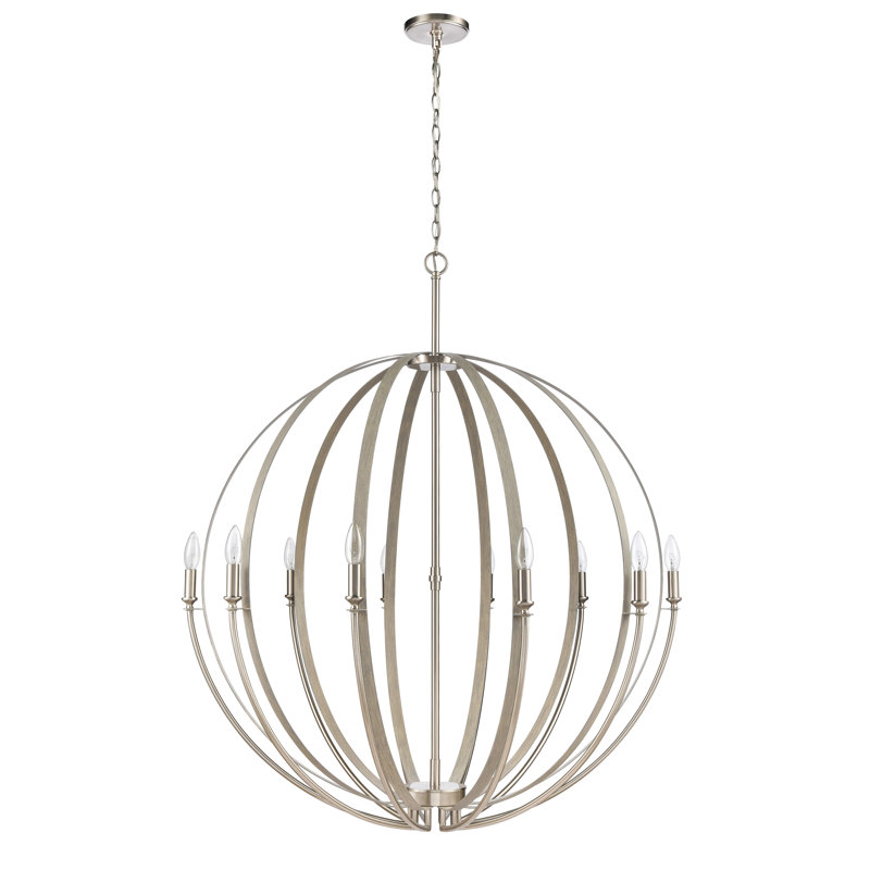 Rotunde 38'' Wide 10-Light Chandelier - Beechwood, 10 Lights, 44" H x 38" W x 38" D, Brown