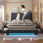 Bed Frames with Storage Headboard & 4 Drawers, LED Bed Frame with Charging Station, Upholstered Platform Bed,No Box Spring Needed-448931453-448390141