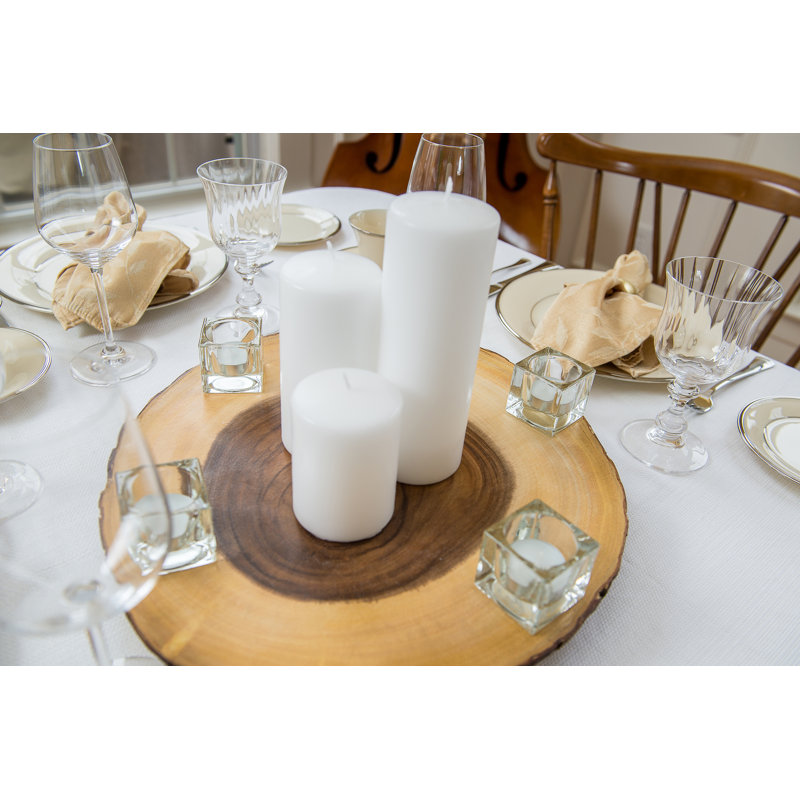 Large Rustic Acacia Wood Lazy Susan with Bark Rim
