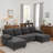 U-shaped Sectional Sofa With Dual Chaise Lounges, Storage Pockets And Armrest Pillows-950727178