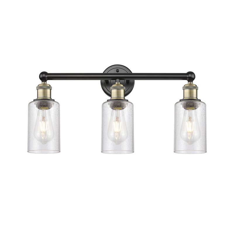 Éclairage pour meuble-lavabo de salle de bain 3 lumières 21,875 pouces Caldello, Laiton antique noir, Bullé