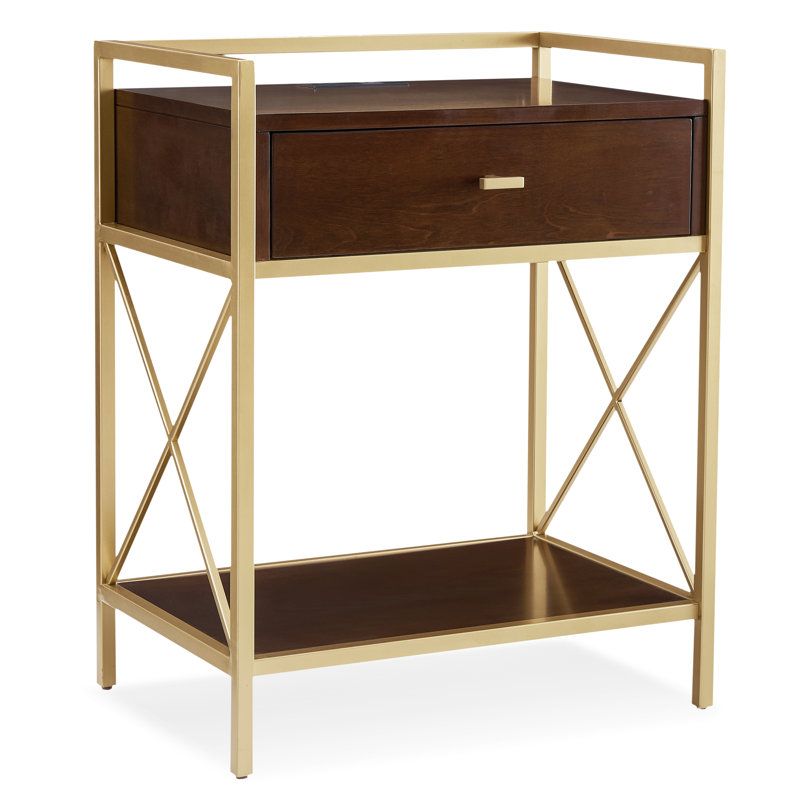 Claudette Solid + Manufactured Wood Side Table, Walnut