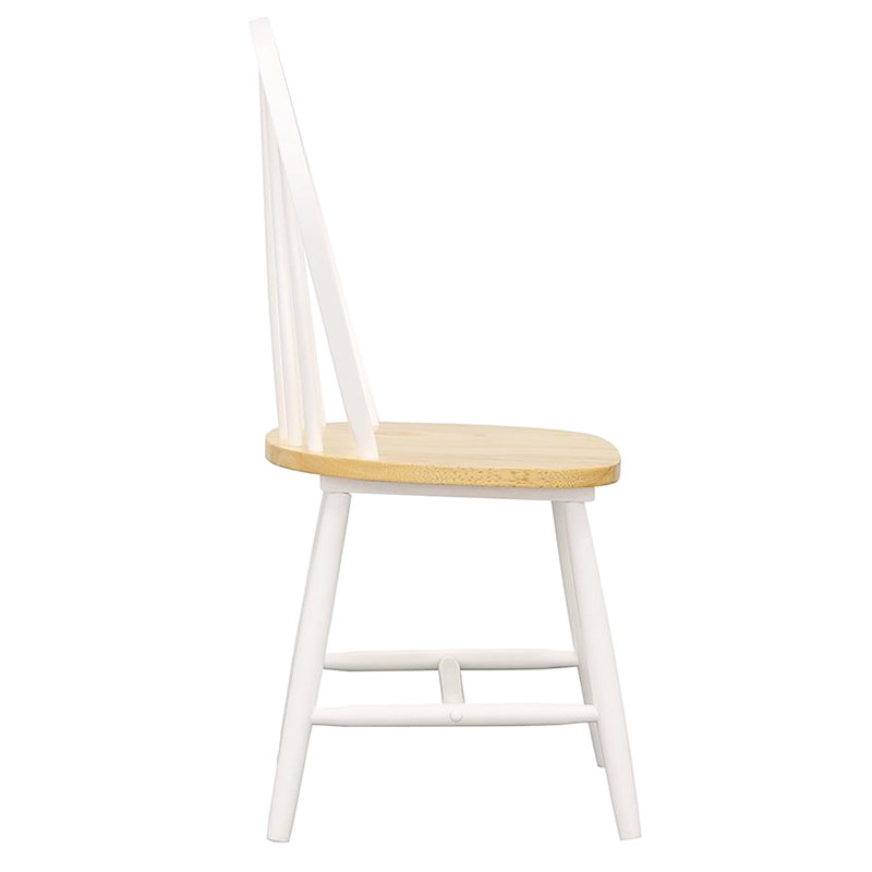 Rustic Chairs 4 - brun naturel et blanc, design 4 sièges, dossier à broche blanche