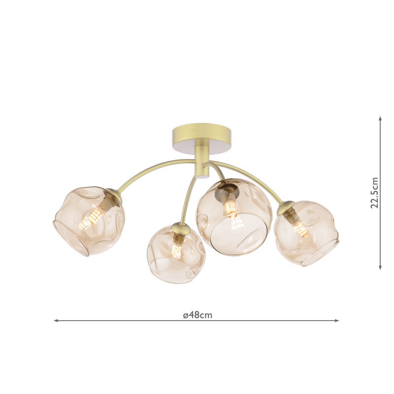 Flush Mount, 22.5" H x 44" W x 44" D, 4