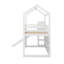 Lit mezzanine simple en bois avec glissoire, tablettes et lumière-1366812277
