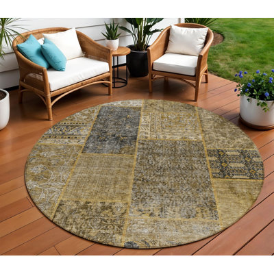 Tapis rond lavable intérieur 8 pi gris