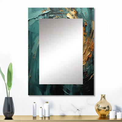 Golden Emerald Surge - Green Wall Mirror Decor