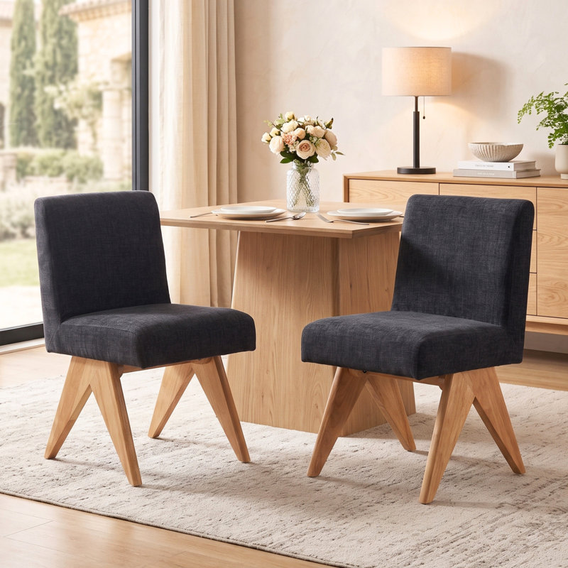 Charies Upholstered Dining Chair, Black, Black