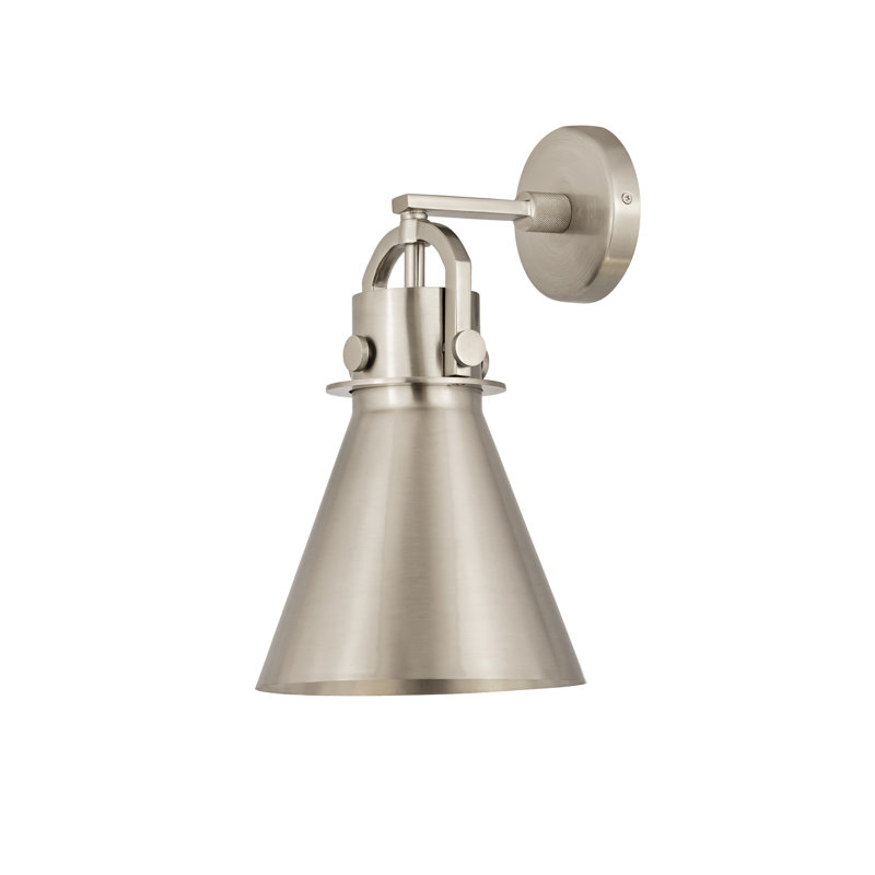 Acie Steel Armed Sconce, Satin Nickel, Satin Nickel