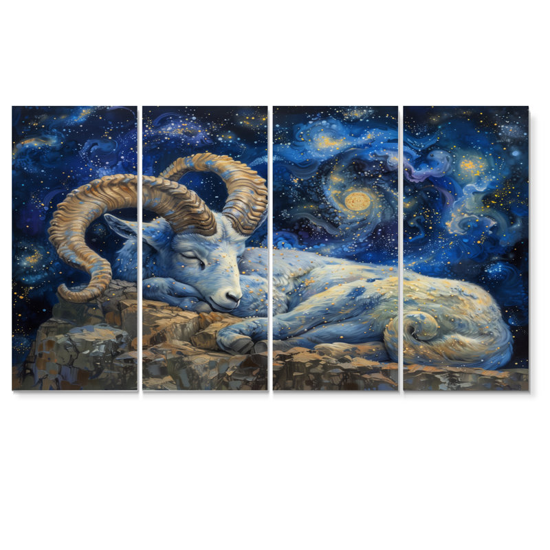 «Blue Astrology Cosmic Climber Capricorn I - Astronomie Capricorne», H 28 po x l 48 po
