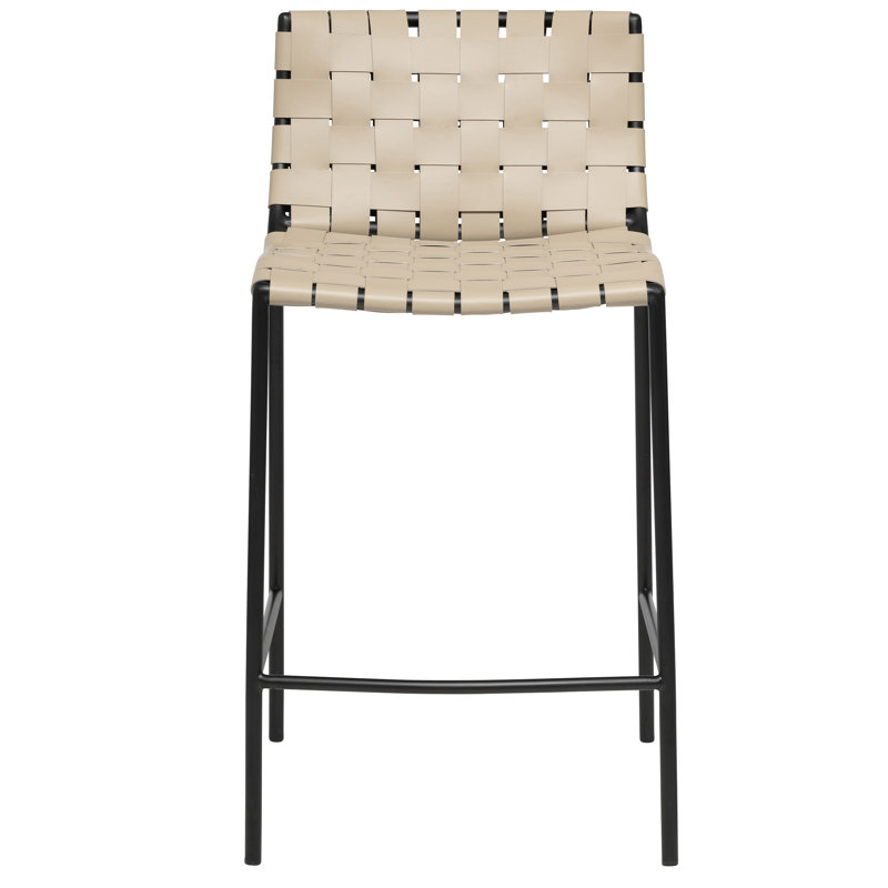 Laimonas Upholstered Counter Stool with Metal Frame, Sand, Counter Stool (25.5" Seat Height)