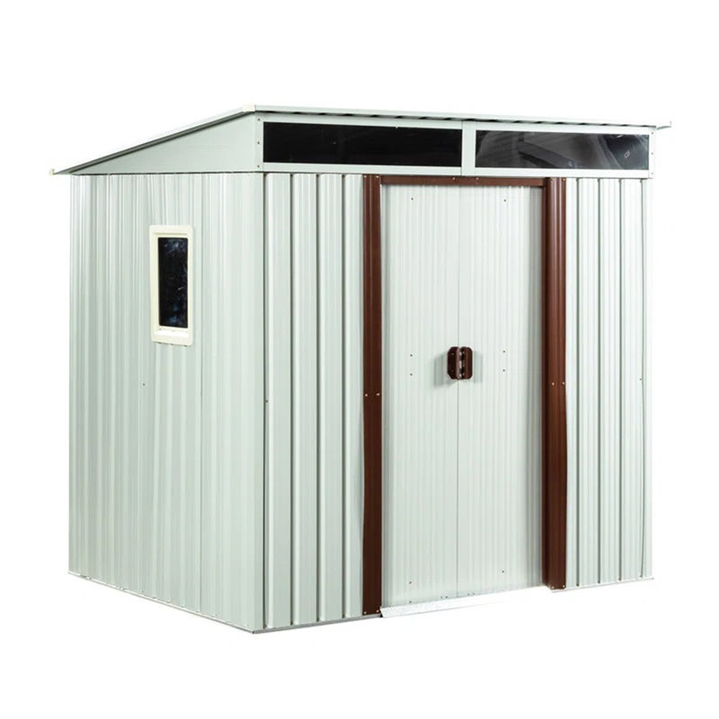 6 ft. W x 5 ft. D Lean-To Storage Shed with Window Transparent Plate,Modern Robust Construction Tool Shed with Sliding Doors and Padlock