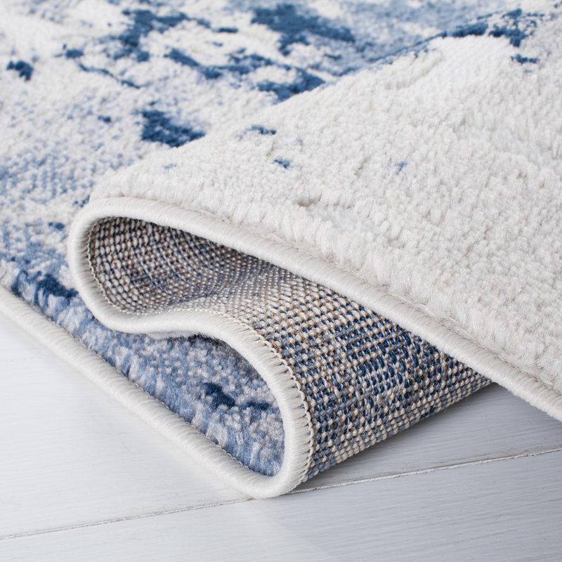 Acton Gray/Navy Area Rug, Square 6'7"