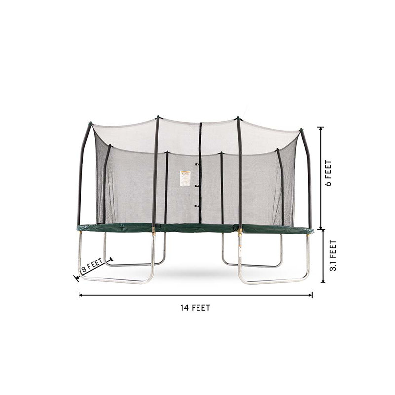 Skywalker Trampolines 14ft x 8ft Rectangle Trampoline with Enclosure – Green