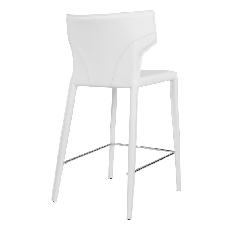 Katlyne Upholstered Counter Stool with Metal Frame, White