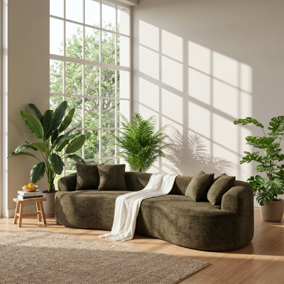 Modern Clo113" W x 42" D x 26" H Chenille 4-Seater Curved Sectional Sofa