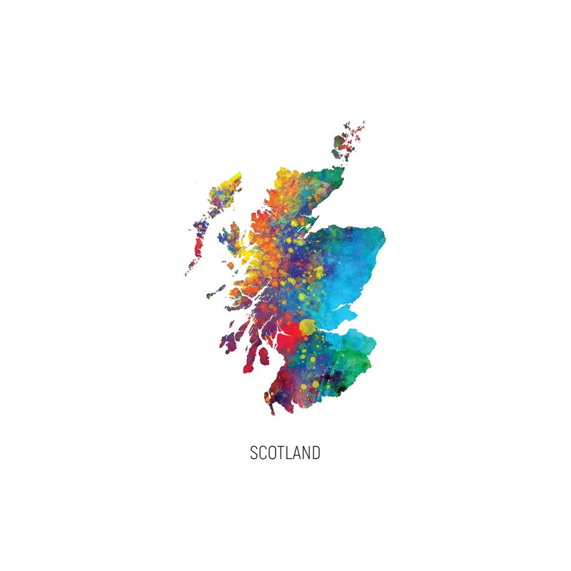 Carte d'Ecosse par Michael Tompsett - impression d'art graphique, Pas de tapis, H 26 po x l 18 po x P 1,5 po, Toile tendue