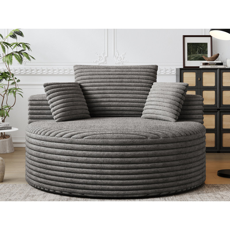 Fauteuil demi-tonneau Corduroy, Gris