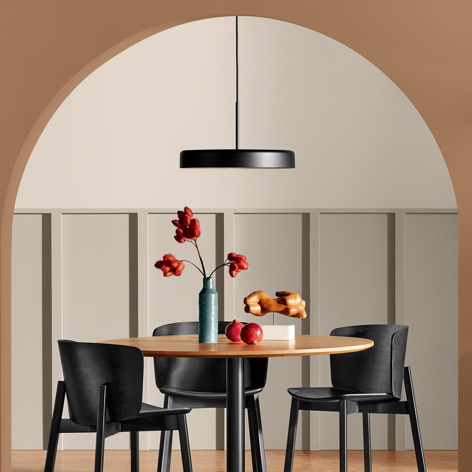 Bobber Single Light Steel Dimmable LED Pendant, Matte Black, 11" H x 20" W x 20" D
