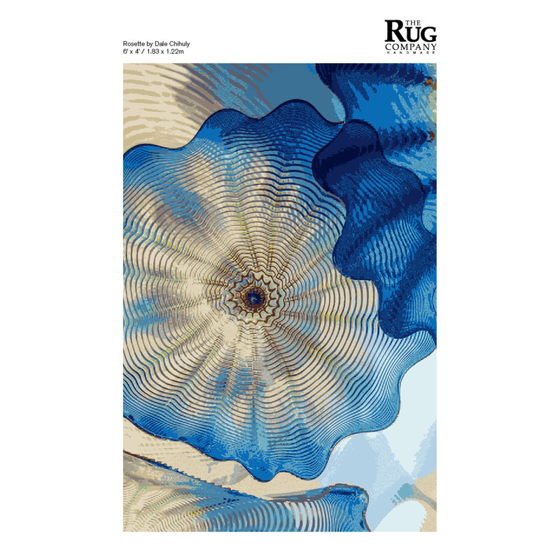 Chihuly Rosette Sapphire Area Rug, Rectangle 4' x 6'