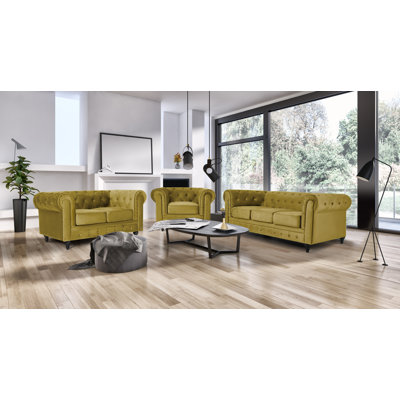 Asya 3 - Piece Velvet Living Room Set