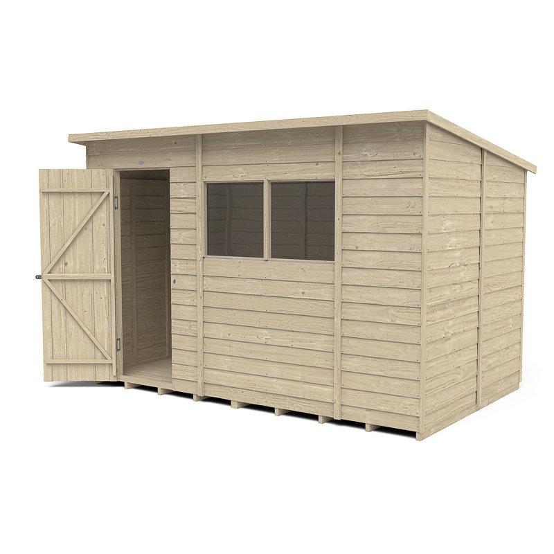 10 ft. W x 6 ft. D Wooden Overlap Pent Garden Shed with Installation Service