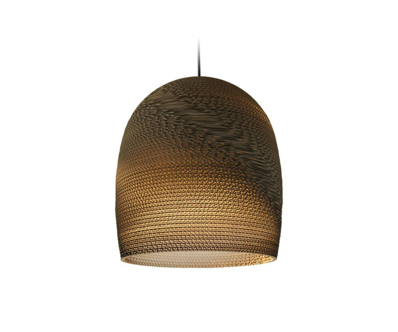 Scraplight Recycled Cardboard Pendant Light - Bell, 15" H x 15.5" W x 15.5" D, Brown