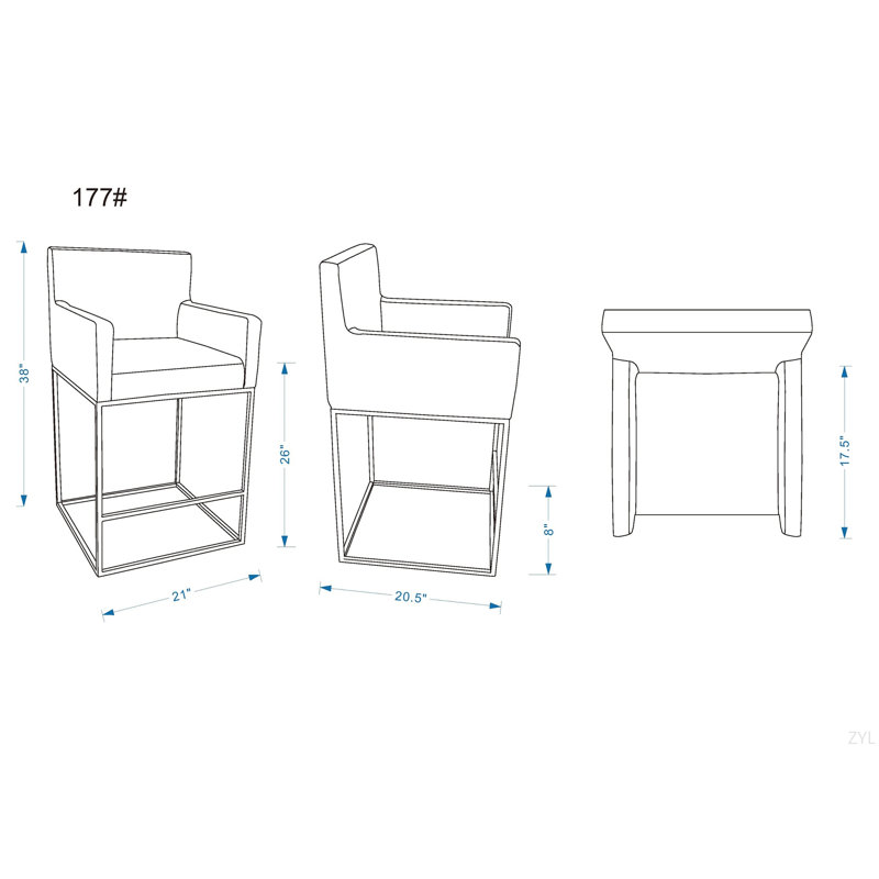 Tabouret de comptoir en métal rembourré