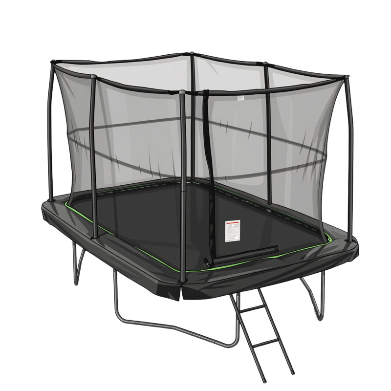Trampoline rectangulaire Jumpking 7 pi x 10 pi avec enceinte de sécurité brevetée, cadre robuste et échelle thermolaquée