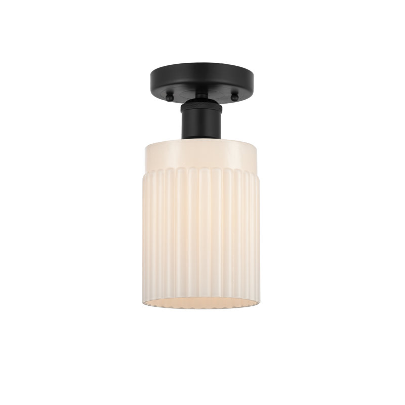 Plafonnier semi-encastré en verre Kamena, Noir mat, Blanc mat, H 9,13 po x l 4,5 po x P 4,5 po