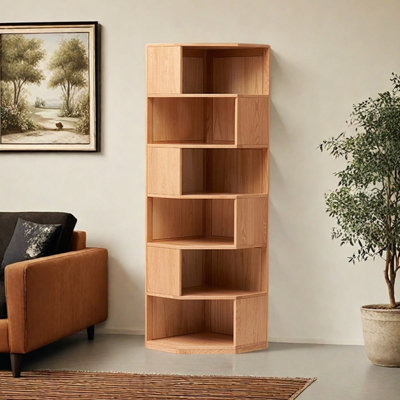 Bibliothèque de coin en bois massif de style américain