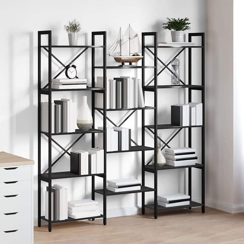 167cm H x 156cm W Steel Bookcase, Black