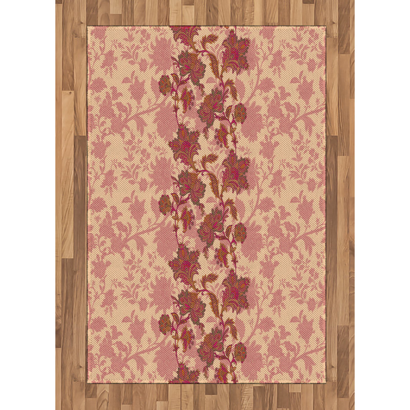 Tapis décoratif floral à haute densité en fibres de polyester, Rectangle— 4 pi x 5 pi 8 po