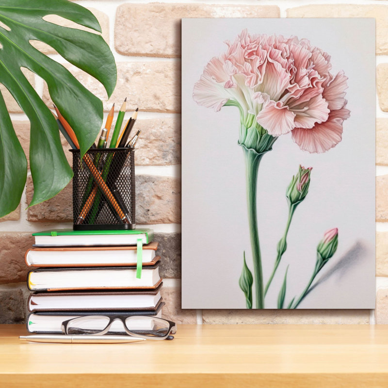 «Powder Pink Carnations» par Design Fabrikken, art mural sur toile, H 18 po x l 12 po x P 0,75 po