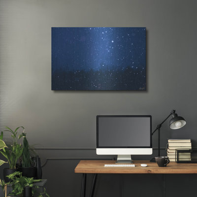  «Blue Night Winter Forest 1» par Life BeautifuLEE, art mural en métal, 36 po x 24 po