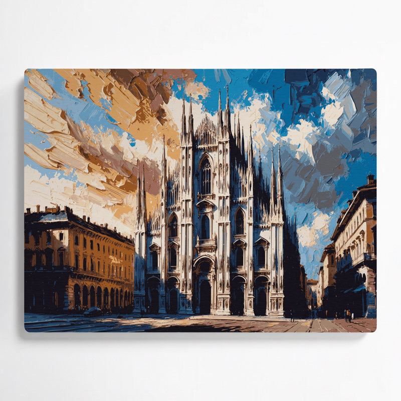 Art mural métallique en cités avec villes Milan, Italie, H 11 po x l 14 po