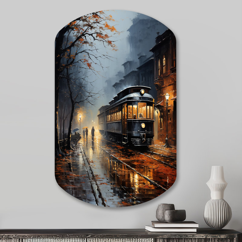 Gilley - train en forme de cylindre, décoration murale irrégulière en métal, H 31 po x l 19 po